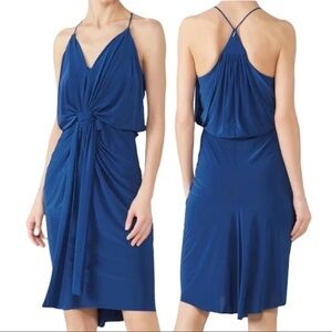 Misa Los Angeles Domino Draped Knot-Front Spaghetti Strap Cocktail Mini Dress M